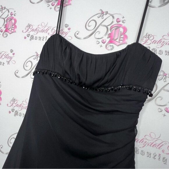 City triangles dress gown tiered ruffle frilly detail beaded black milkmaid tank - Picture 4 of 12